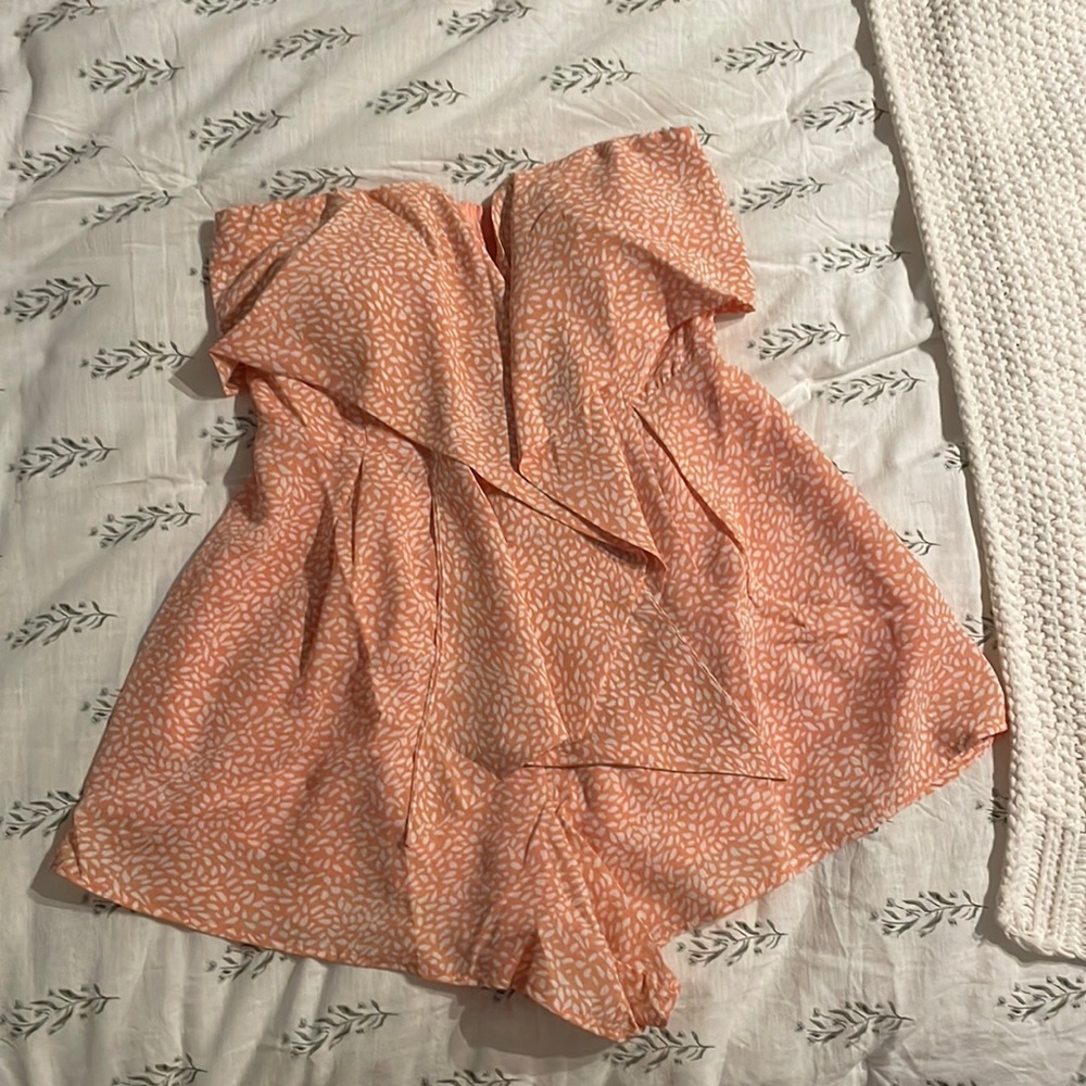 Pink Lily Following a Daydream Strapless Romper